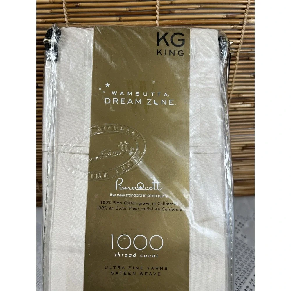 Wamsutta Dream Zone 2 Pillowcases 1000 Thread Count Pima Cotton StripeIVORY KING